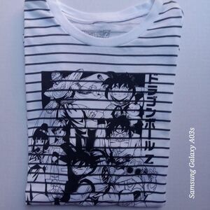 Dragon Ball‎ Z Black Striped T-Shirt  Med.